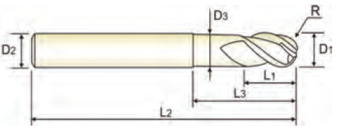Фреза ALU-POWER 3FL 40deg. Helix Ball E/M 6X6X9(12)X75 (YG-1)